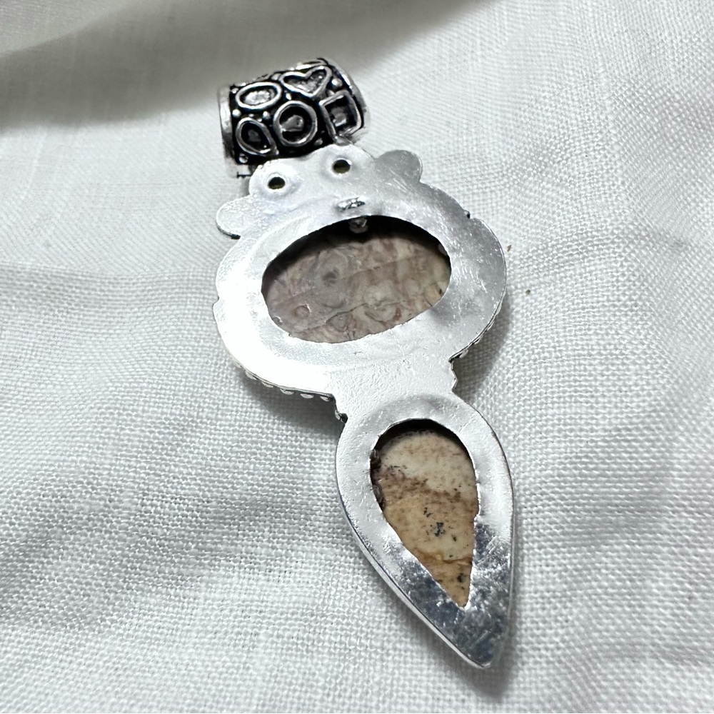 Handcrafted Artisan Jewelry Beige Picture Jasper Pendant with Citrine Accents - Picture 6 of 14